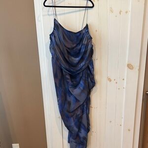 PrettyLittleThing Navy Asymmetrical Dress